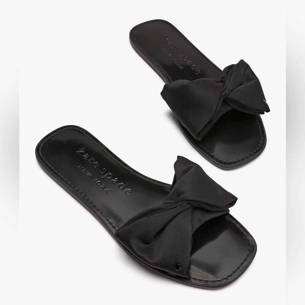 Kate Spade Black Bikini Bow Slide Sandals Shoes Women’s size 7